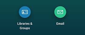 Screenshot showing Libraries & Groups button and Email button.