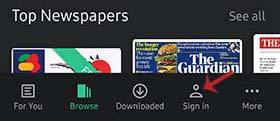 Screenshot showing arrow pointing to Sign in.