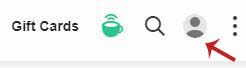 Screenshot showing arrow pointing to profile icon.