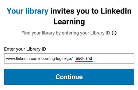 LinkedIn Learning will ask you to enter your library ID.