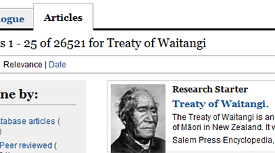 Research start for Treaty of Waitangi.