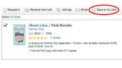 Save to My lists link is shown above the list of titles.