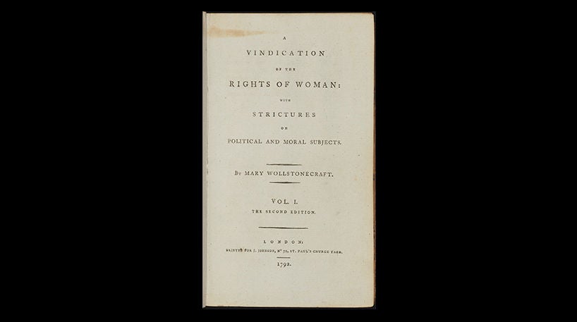 A vindication of the rights of woman, 1792.