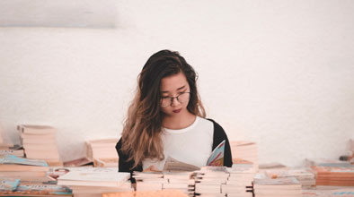 Girl reading books