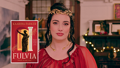 Author Kaarina Parker profile and book cover titled Fulvia.